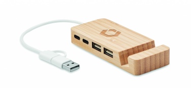 Logotrade promotional product picture of: Bamboo USB 4 ports hub