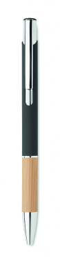 Logo trade corporate gifts image of: Ballpoint pen made of aluminum with a bamboo grip