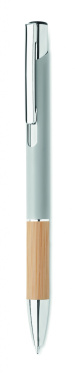 Logo trade advertising products image of: Ballpoint pen made of aluminum with a bamboo grip