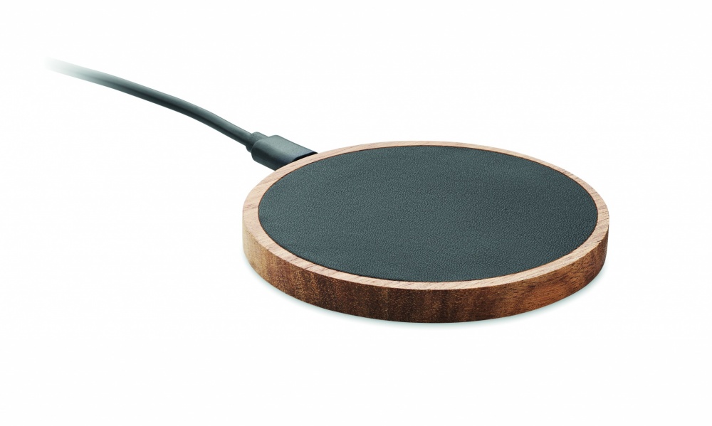 Logo trade promotional merchandise photo of: Wireless charger in acacia 15W