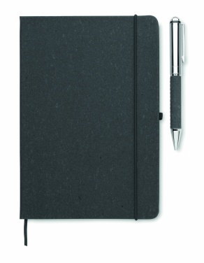 Logo trade promotional giveaways image of: Recycled leather notebook set