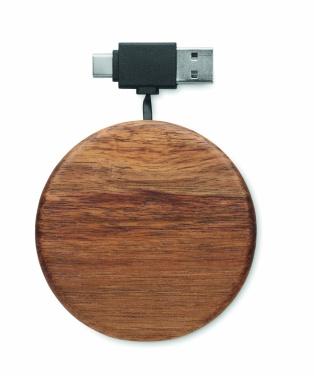 Logo trade promotional gifts picture of: Wireless charger in acacia 15W