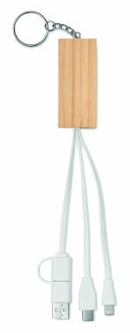 Logo trade advertising products image of: Bamboo key ring and stand