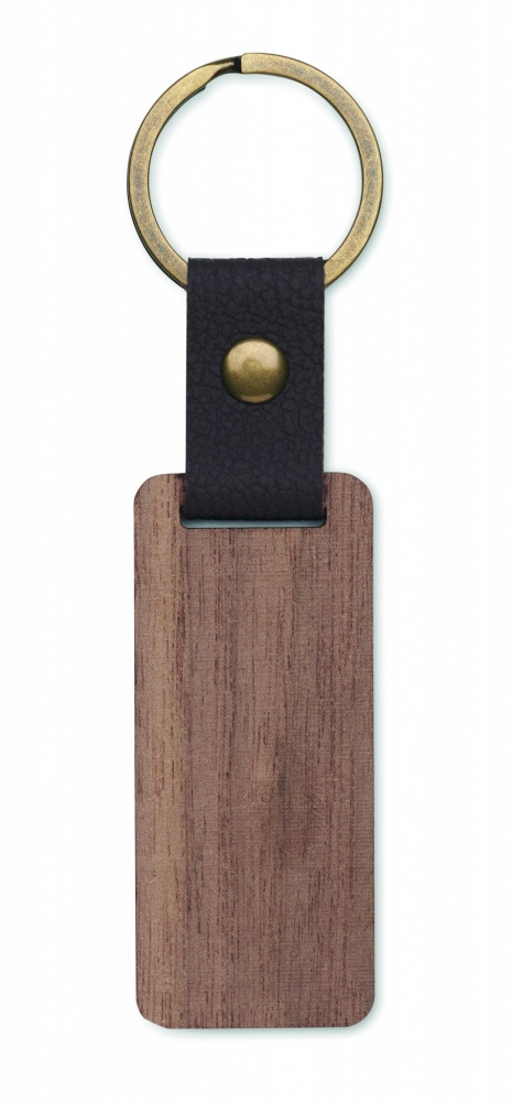 Logo trade promotional giveaways picture of: Key ring in walnut and PU