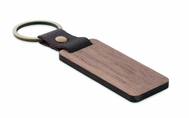 Logo trade advertising products picture of: Key ring in walnut and PU Kokkola