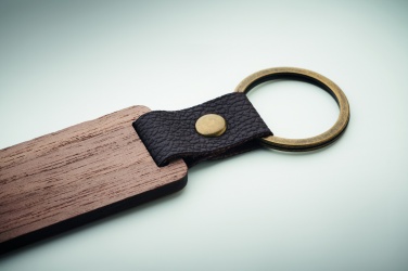 Logo trade corporate gifts picture of: Key ring in walnut and PU Kokkola