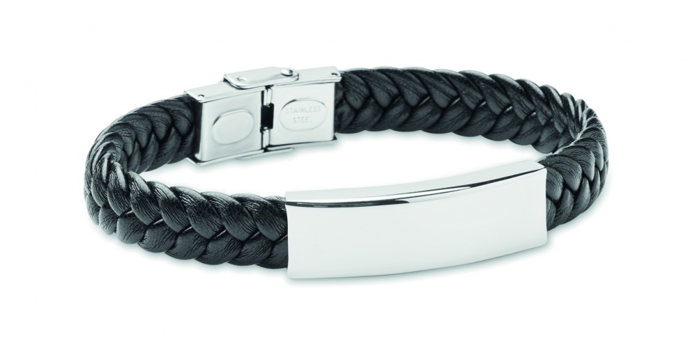 Logo trade business gift photo of: Braided faux leather bracelet