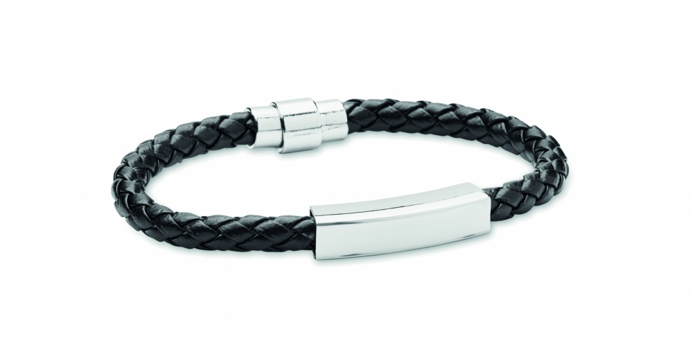 Logo trade business gift photo of: Braided faux leather bracelet