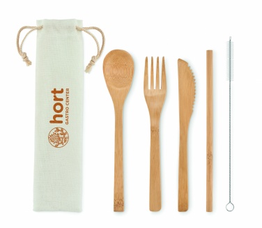 Logo trade promotional gifts picture of: Bamboo cutlery with straw