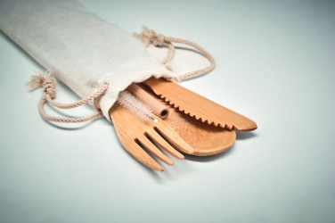 Logo trade promotional giveaways image of: Bamboo cutlery with straw