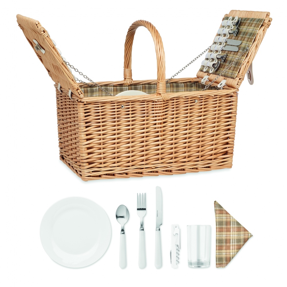 Logo trade advertising products picture of: Wicker picnic basket 4 people