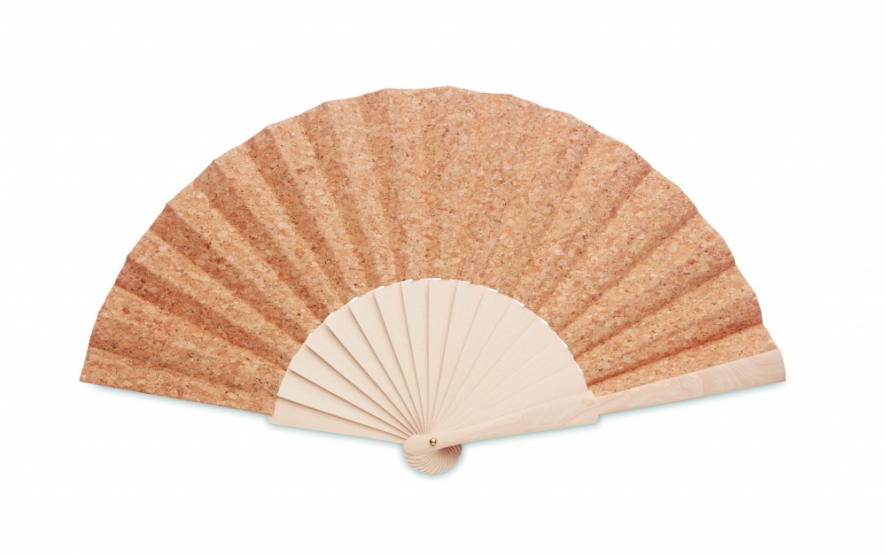 Logotrade corporate gift image of: Wood hand fan with cork fabric