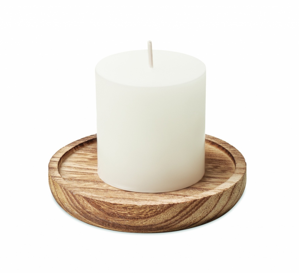 Logo trade promotional merchandise photo of: Candle on round wooden base