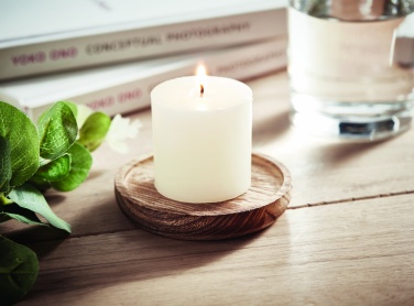 Logo trade business gift photo of: Candle on round wooden base