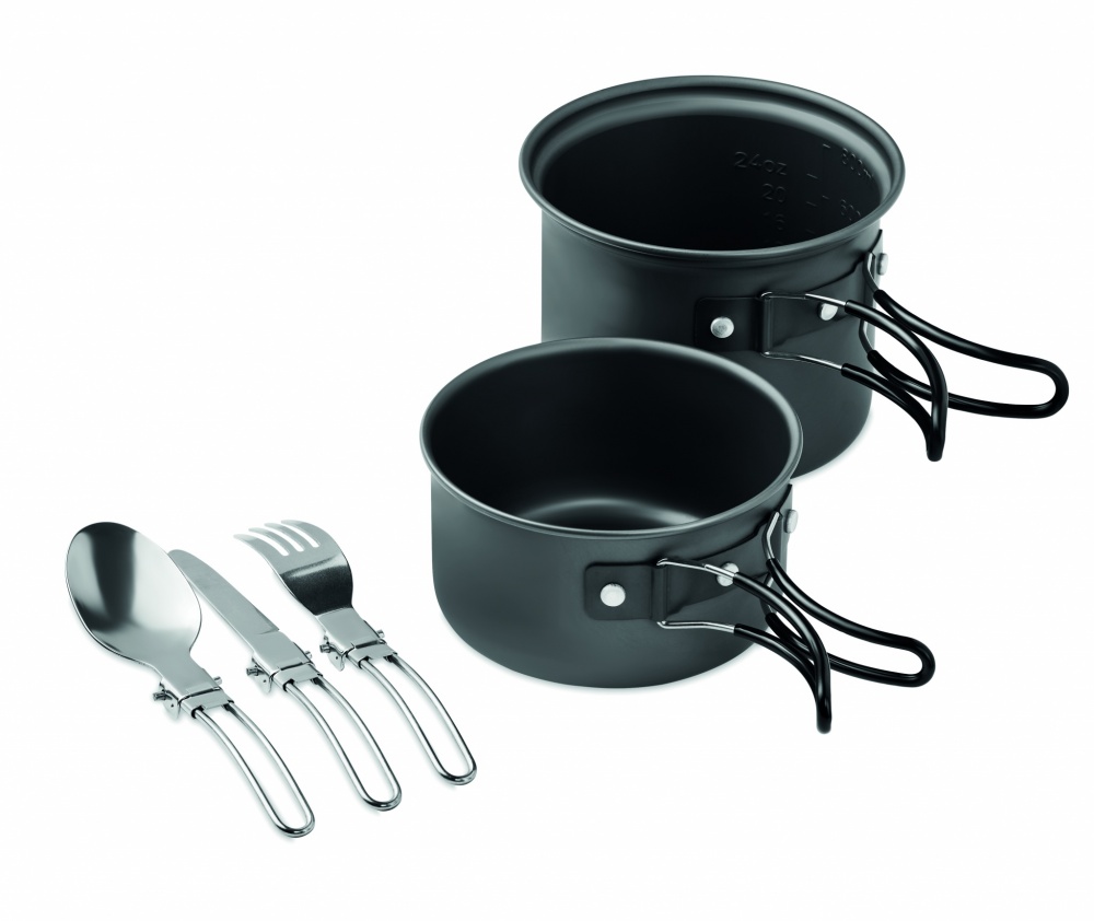 Logo trade business gifts image of: 2 camping pots with cutlery