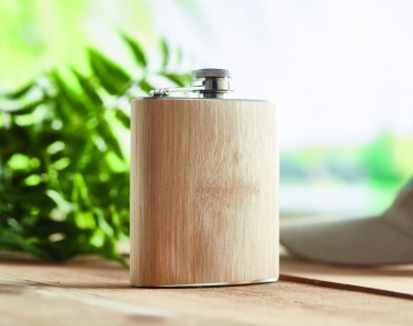 Logo trade business gift photo of: Bamboo slim hip flask 170ml