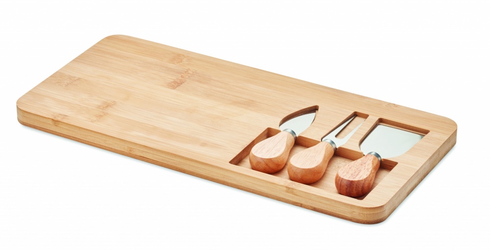 Logo trade promotional products image of: Bamboo Cheese board set Leipzig