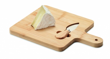 Logo trade promotional giveaways picture of: Cheese board set in bamboo Bremen