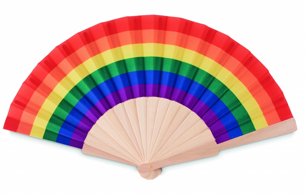 Logo trade corporate gifts picture of: Rainbow wooden hand fan