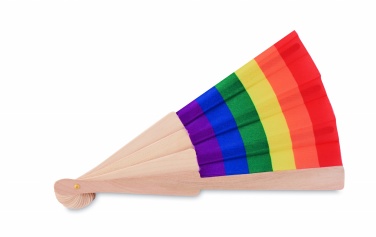 Logo trade corporate gifts picture of: Rainbow wooden hand fan