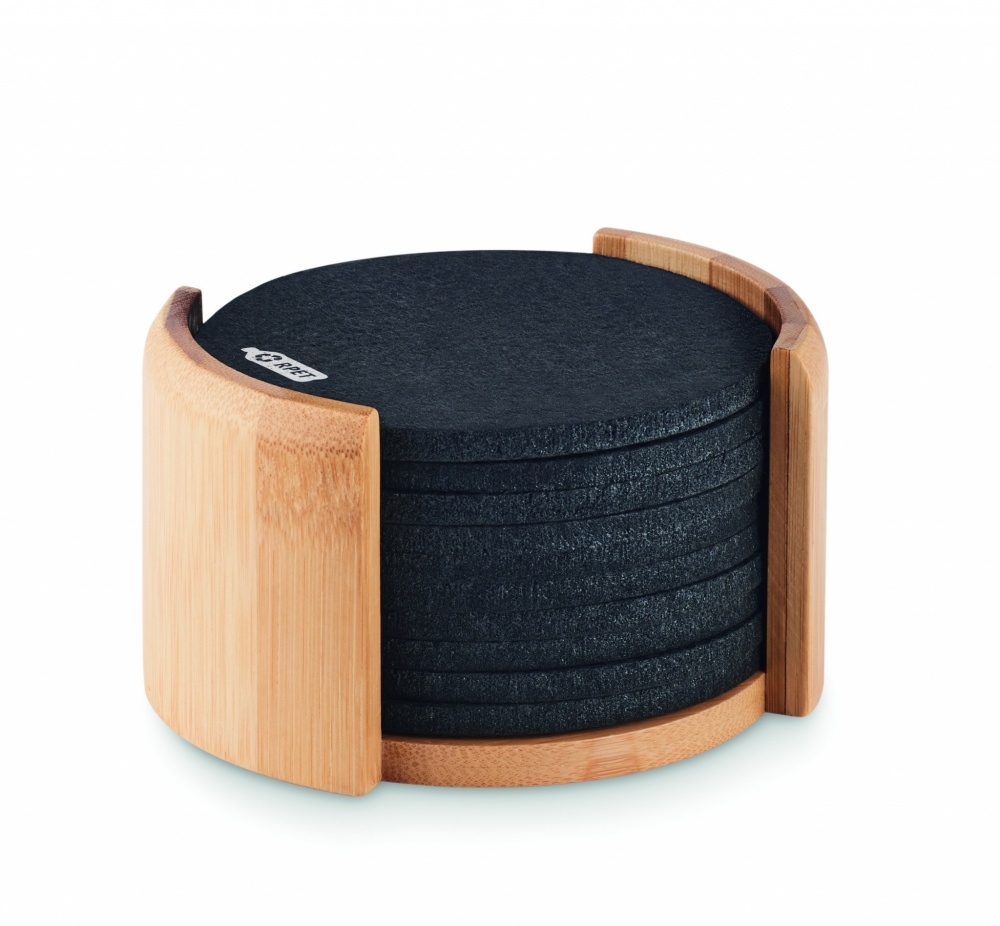 Logo trade promotional product photo of: RPET coasters in bamboo holder