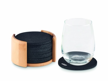 Logotrade promotional product picture of: RPET coasters in bamboo holder