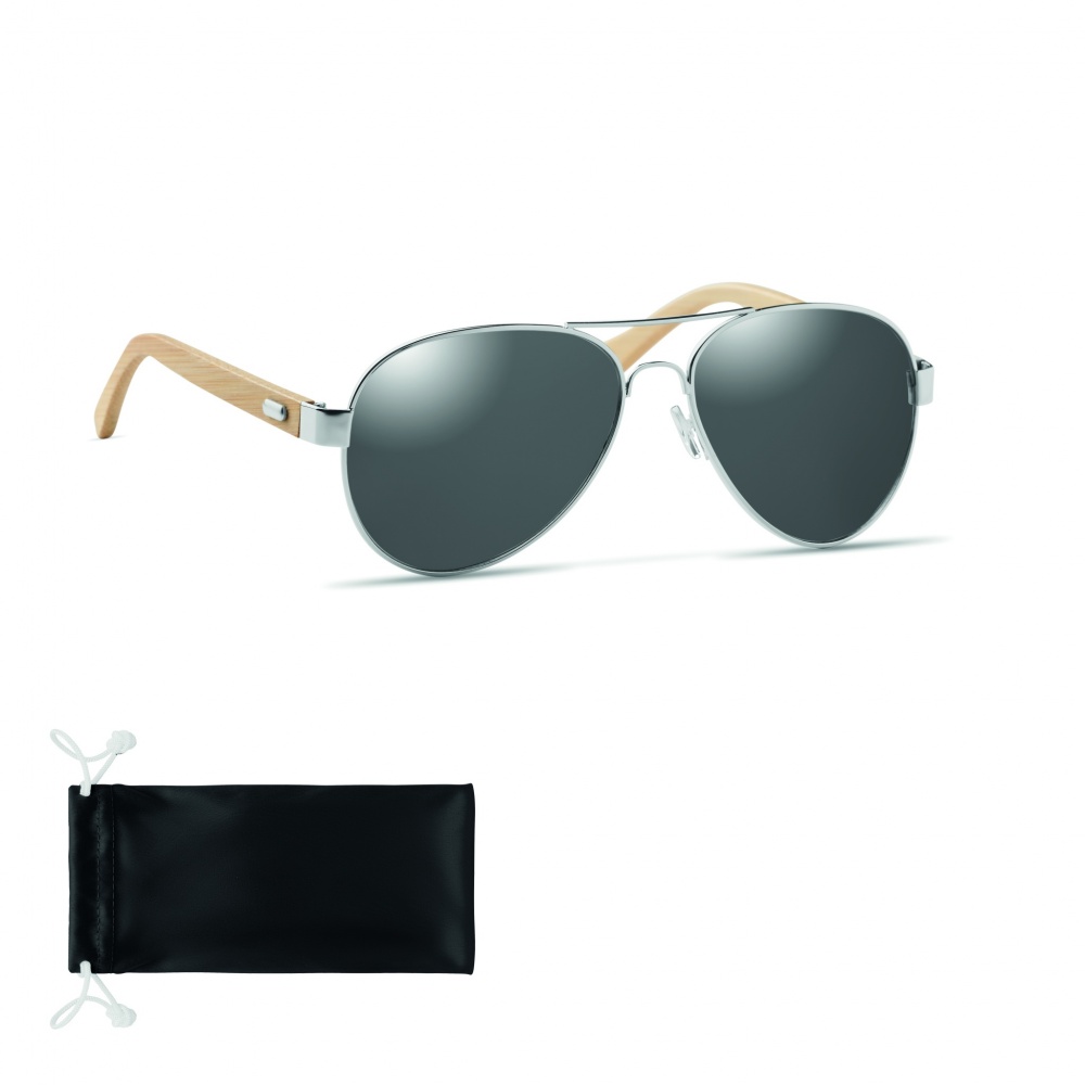 Logo trade promotional merchandise photo of: Bamboo sunglasses in pouch TARTU