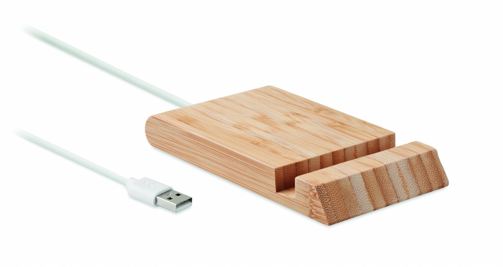 Logo trade corporate gift photo of: Bamboo wireless charger  10W ODOS