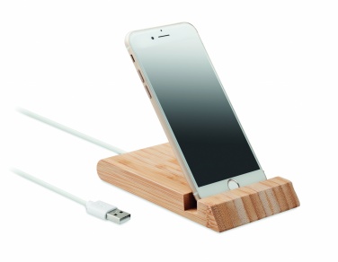 Logo trade corporate gifts image of: Bamboo wireless charger 10W