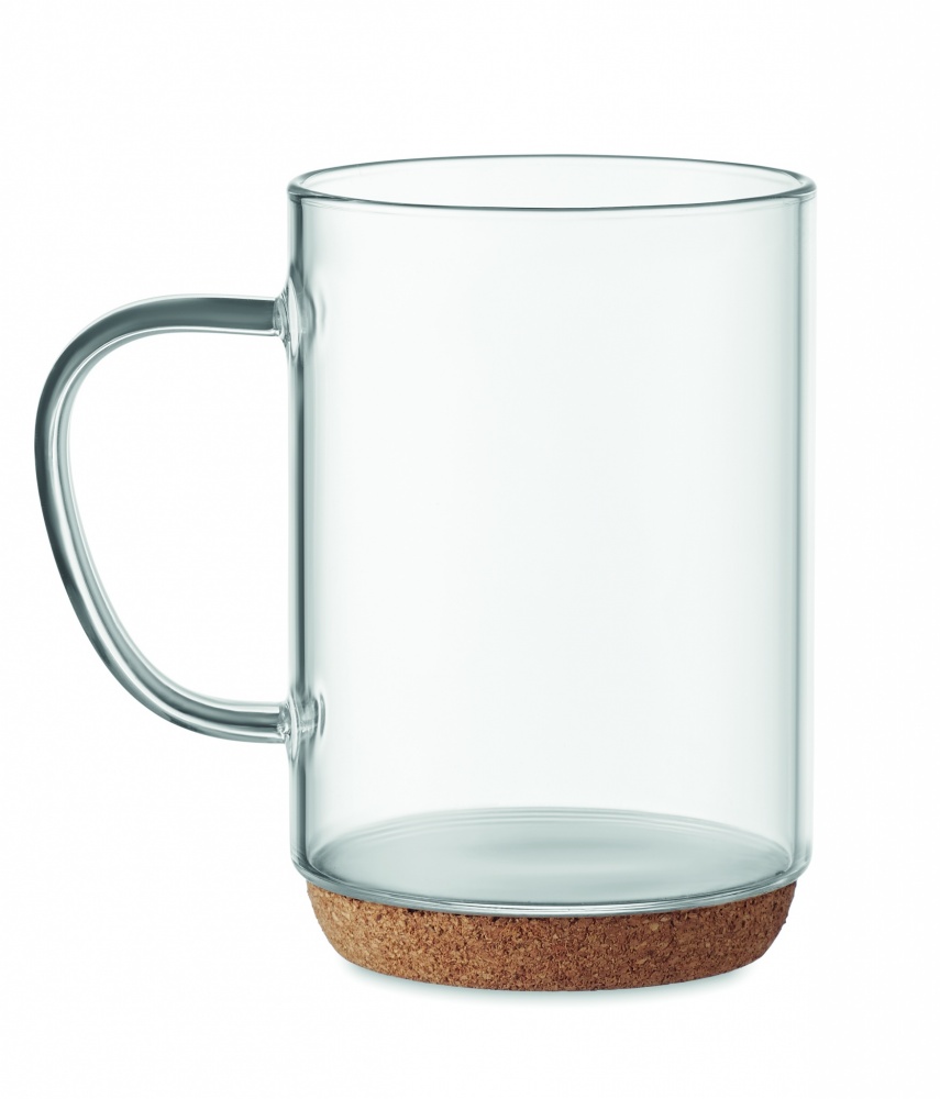 Logo trade promotional items image of: Glass mug 400ml with cork base