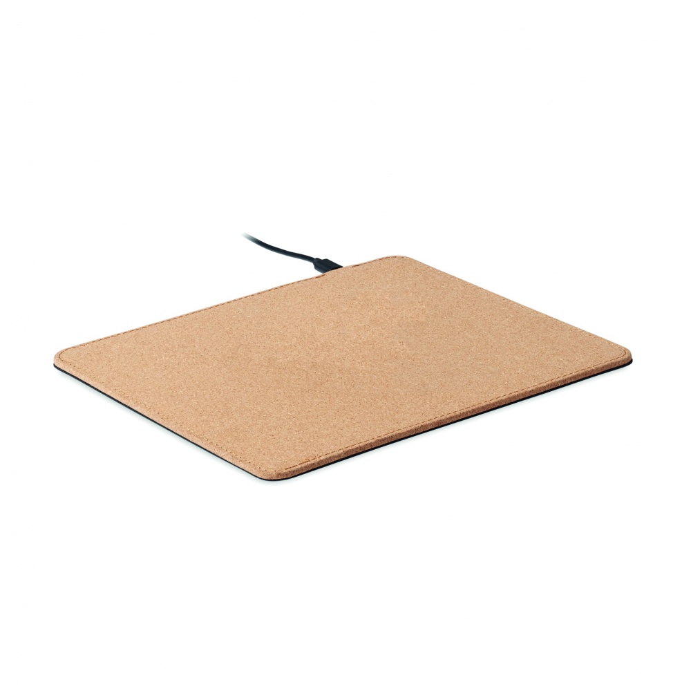 Logo trade promotional giveaways image of: Cork mouse mat charger 15W