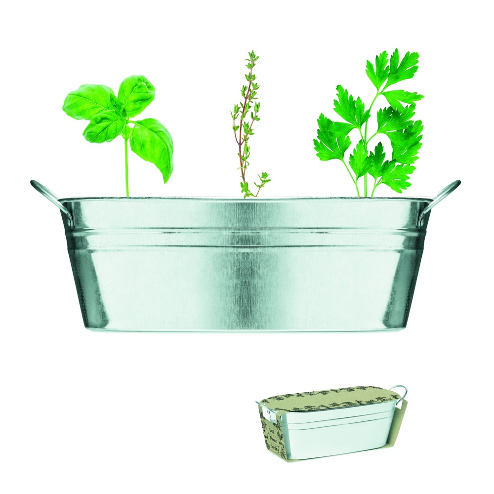 Logo trade corporate gift photo of: Zinc tub with 3 herbs seeds