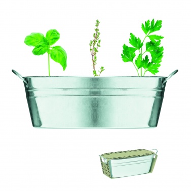 Logo trade business gifts image of: Zinc tub with 3 herbs seeds