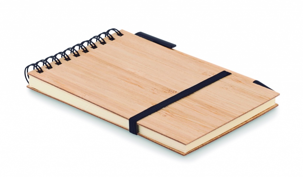 Logo trade promotional item photo of: A6 bamboo notepad with pen SONORABAM