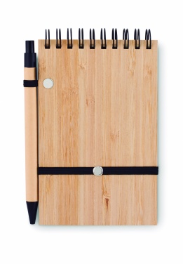 Logo trade corporate gifts picture of: A6 bamboo notepad with pen