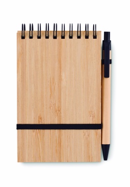 Logo trade corporate gifts image of: A6 bamboo notepad with pen SONORABAM