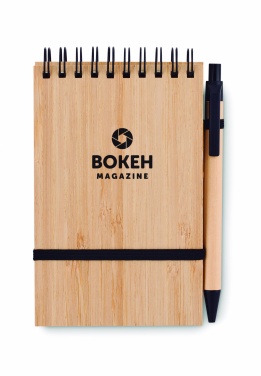 Logotrade business gift image of: A6 bamboo notepad with pen SONORABAM