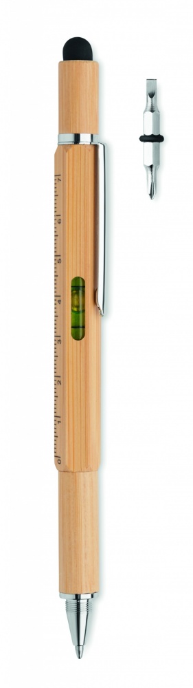 Logotrade promotional gift picture of: Spirit level pen in bamboo