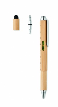 Logo trade business gifts image of: Spirit level pen in bamboo