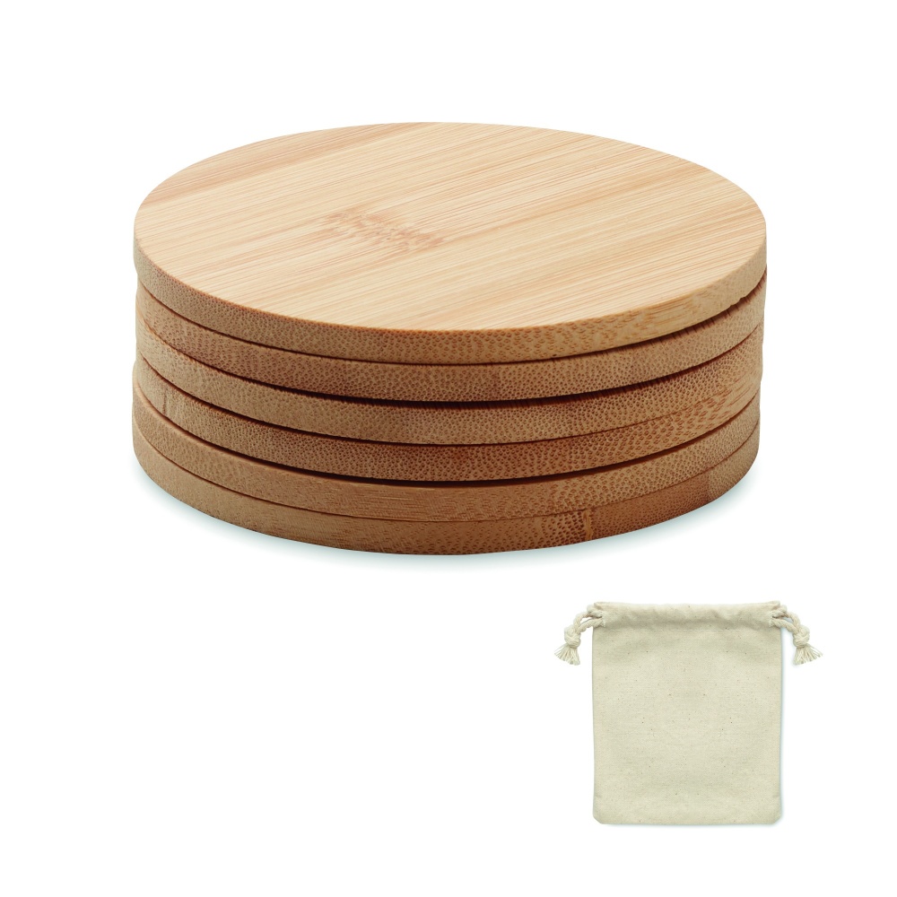 Logotrade promotional gift image of: Set of 6 bamboo coasters