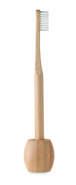 Logo trade advertising products image of: Bamboo tooth brush with stand