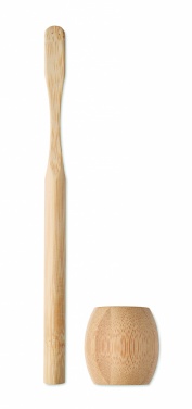 Logo trade promotional gifts picture of: Bamboo tooth brush with stand