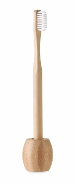 Logo trade business gifts image of: Bamboo tooth brush with stand