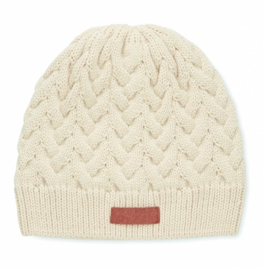 Logo trade promotional giveaway photo of: Cable knit beanie in RPET