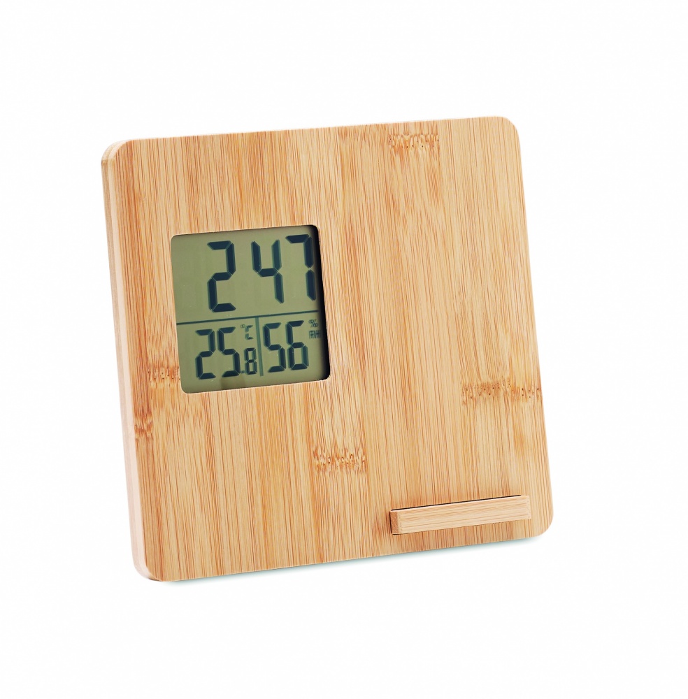 Logotrade promotional items photo of: Bamboo weather station 10W