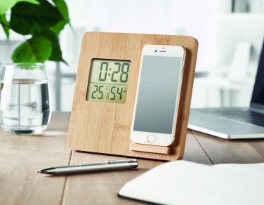 Logo trade promotional items image of: Bamboo weather station 10W