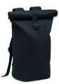 Rolltop washed canvas backpack, Black