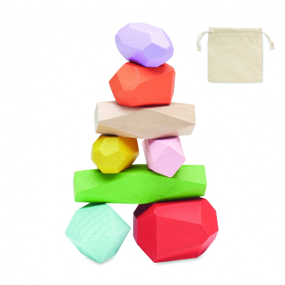 Logotrade promotional products photo of: 8 stacking wood rocks in pouch