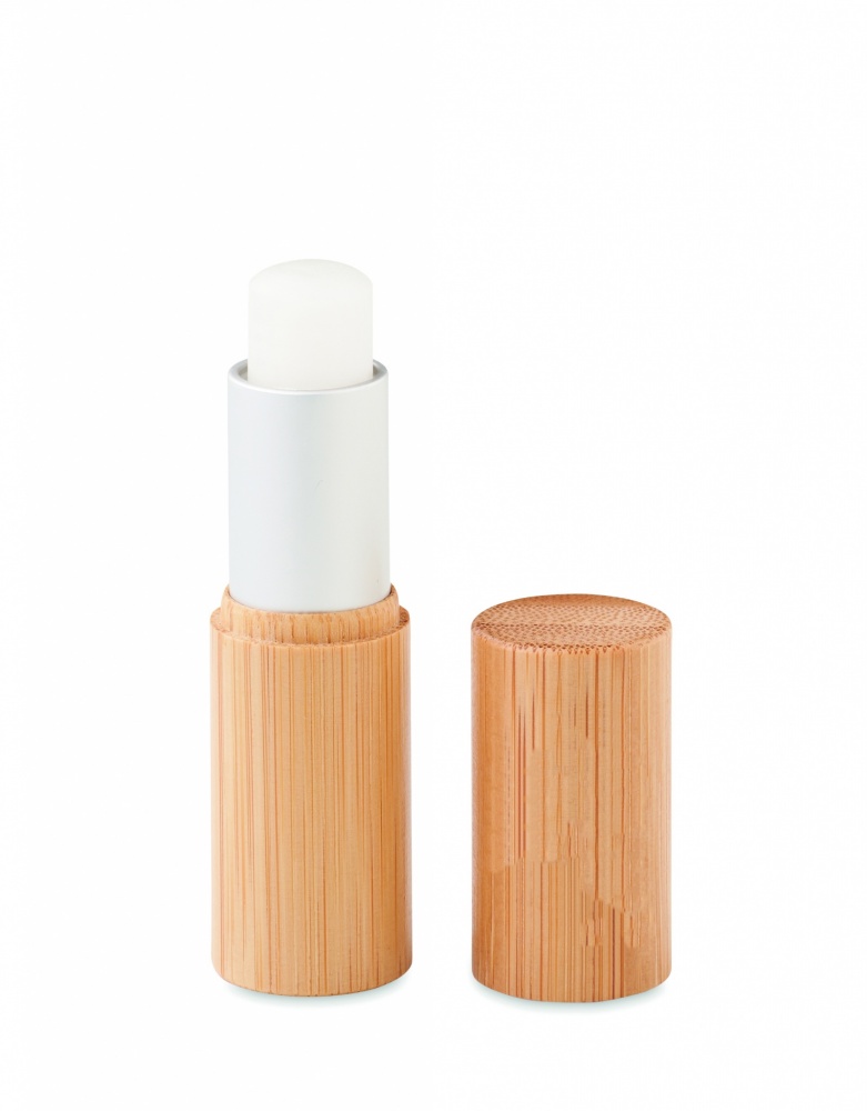 Logo trade promotional giveaways image of: Lip balm in bamboo tube box