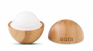 Logo trade advertising product photo of: Lip balm in round bamboo case